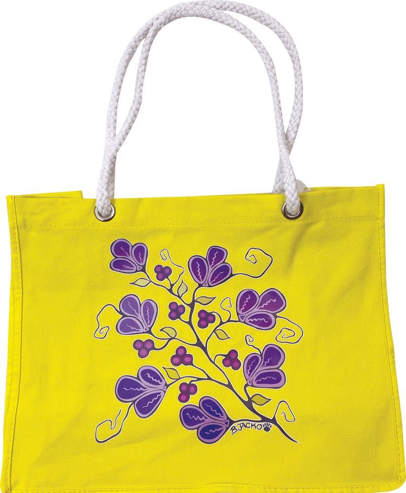 Yellow Floral Rope Tote
