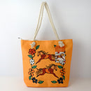 Rope Tote Bag "Horses" (orange) by Storm Angeconeb
