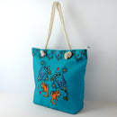 Rope Tote Bag "Little Critters" (teal) by Storm Angeconeb